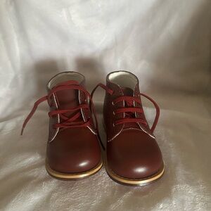 Stylish Brown Kids Boots with Red Laces